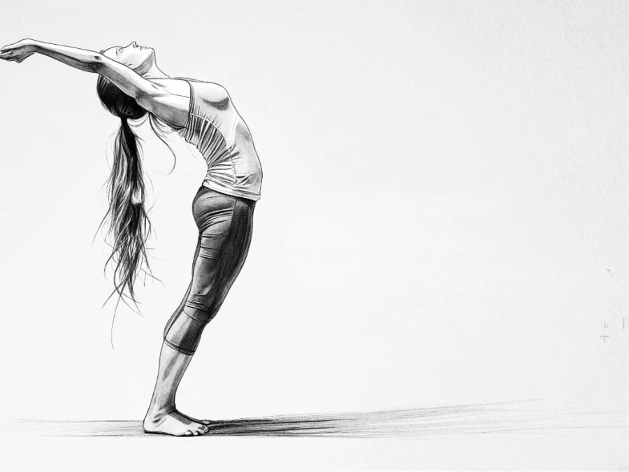 Zeichnung: Hasta Uttānāsana, Gestreckte Berghaltung